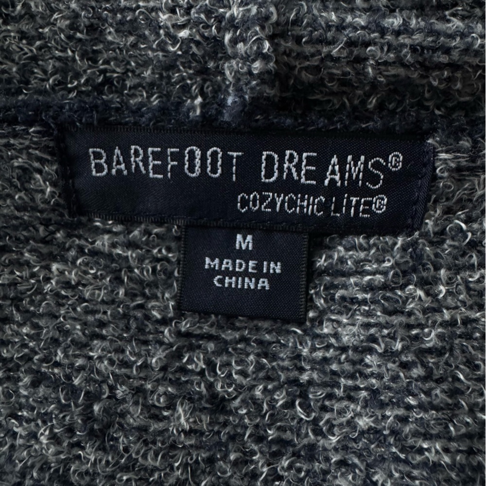BAREFOOT DREAMS CozyChic Lite Knit Resort Hooded Cardigan Navy Blue Grey Medium - Picture 6 of 7